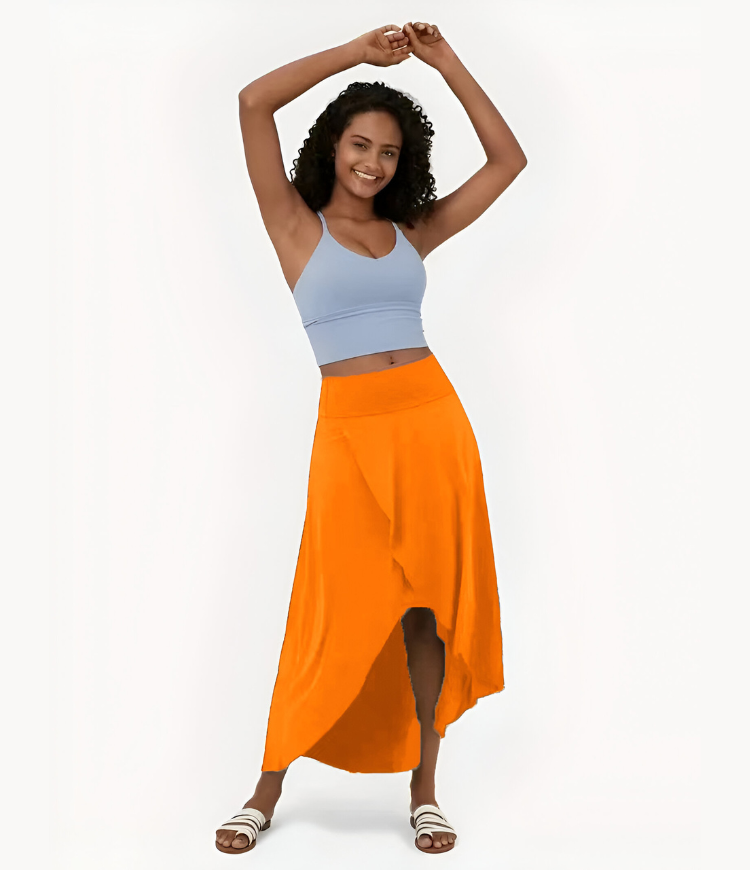 Elise™ | 2-in-1 sneldrogende casual midi rok met hoge taille en lage ruches