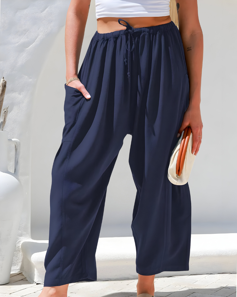 Elisa™ | Luchtige linnen broek met elastische taille