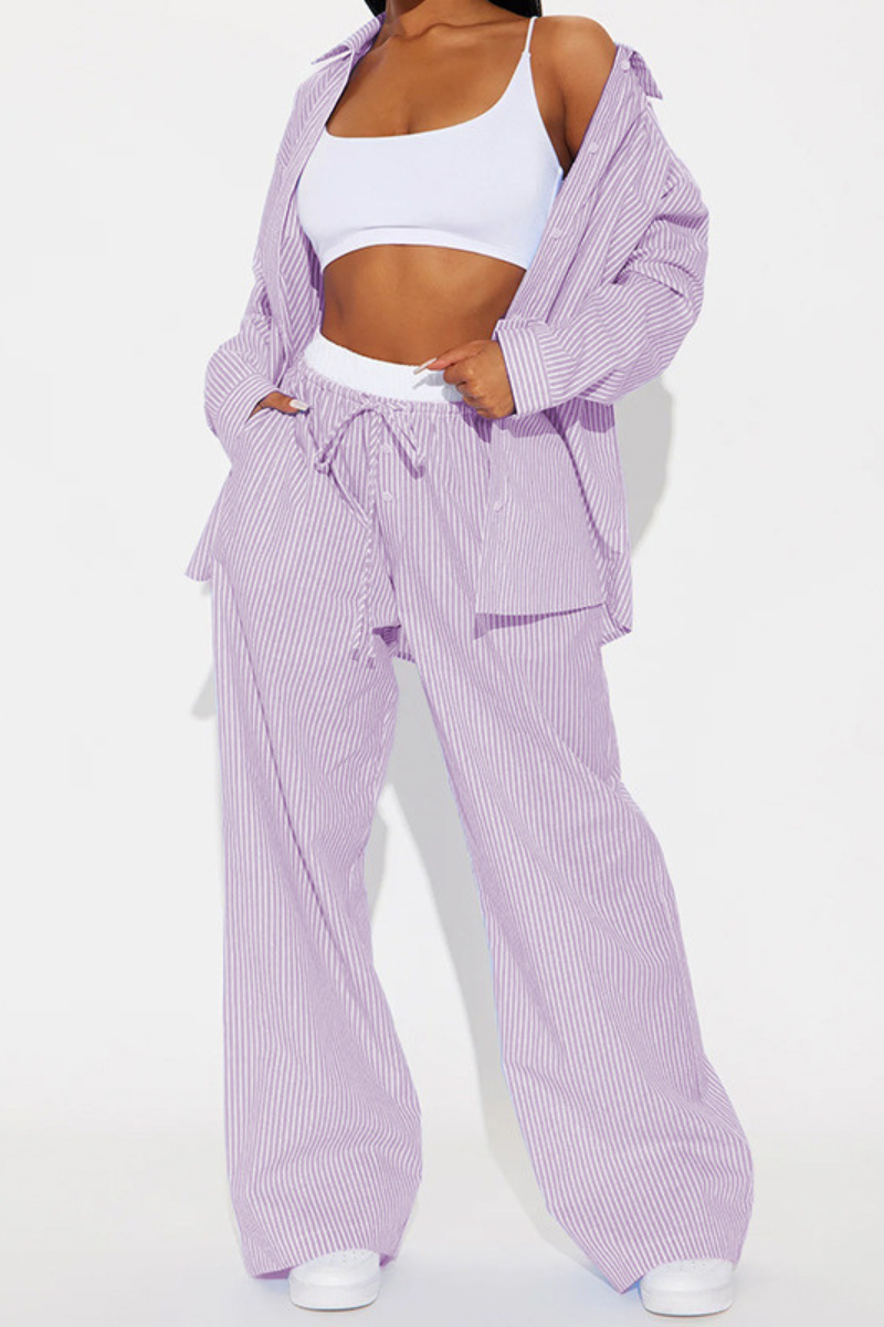 Tessa™ | Gestreepte Comfortabele Tweedelige Set