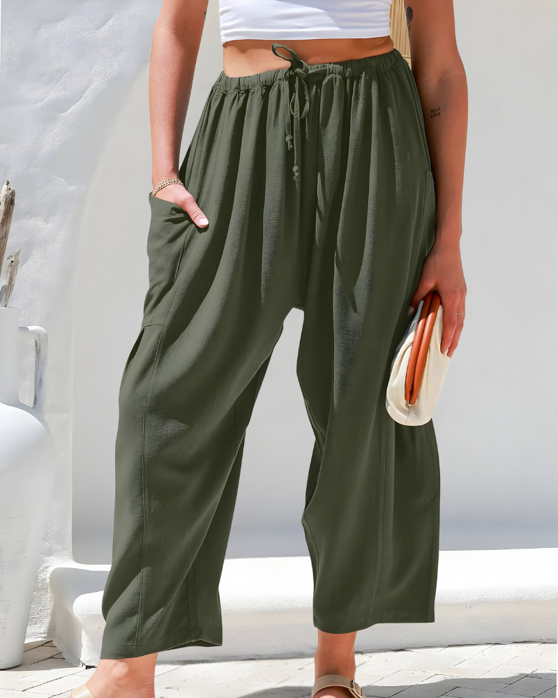 Elisa™ | Luchtige linnen broek met elastische taille