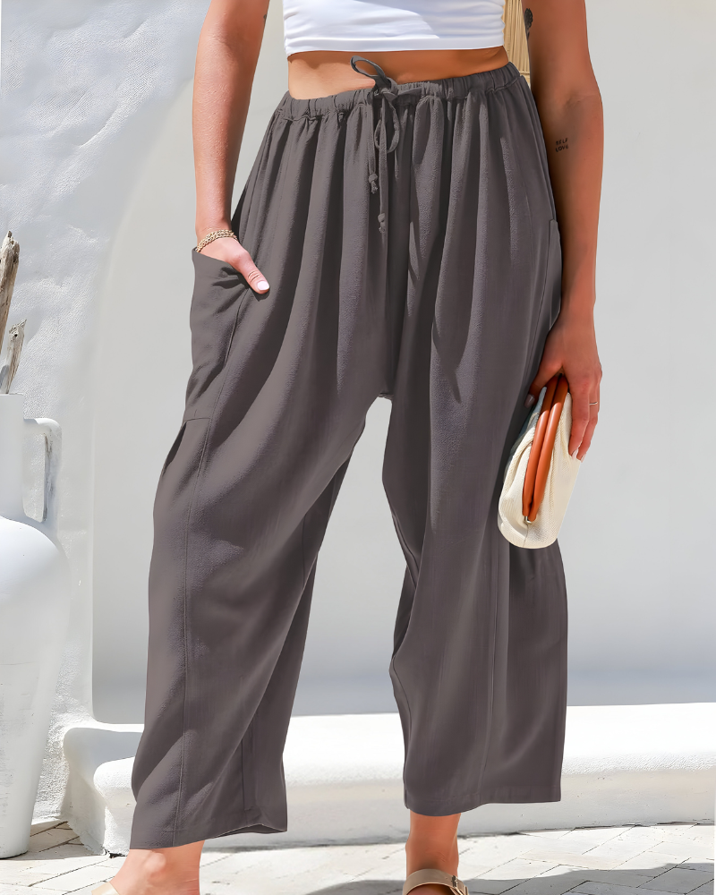 Elisa™ | Luchtige linnen broek met elastische taille