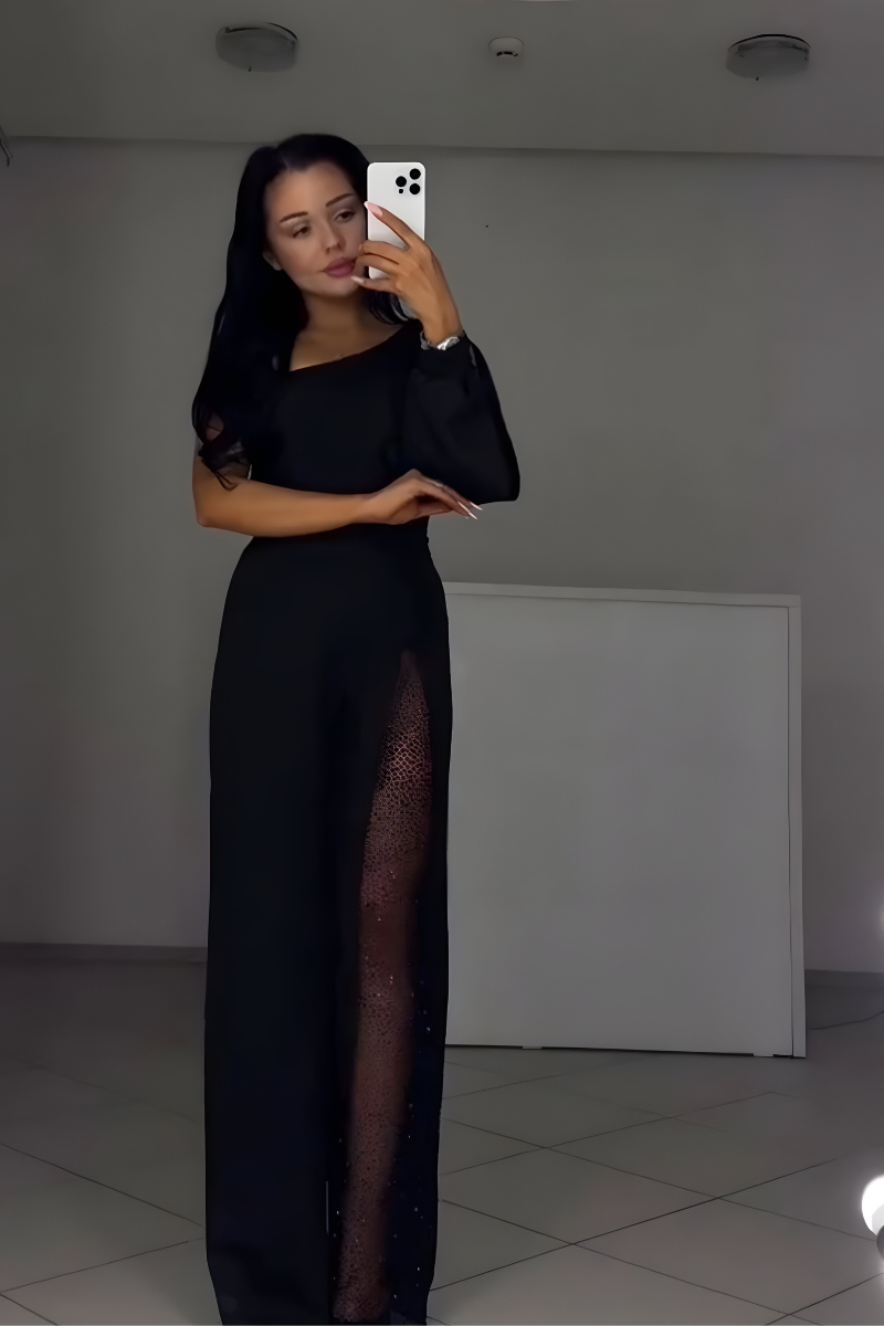 Juliette™ | One-Shoulder Jumpsuit met Glittersplit