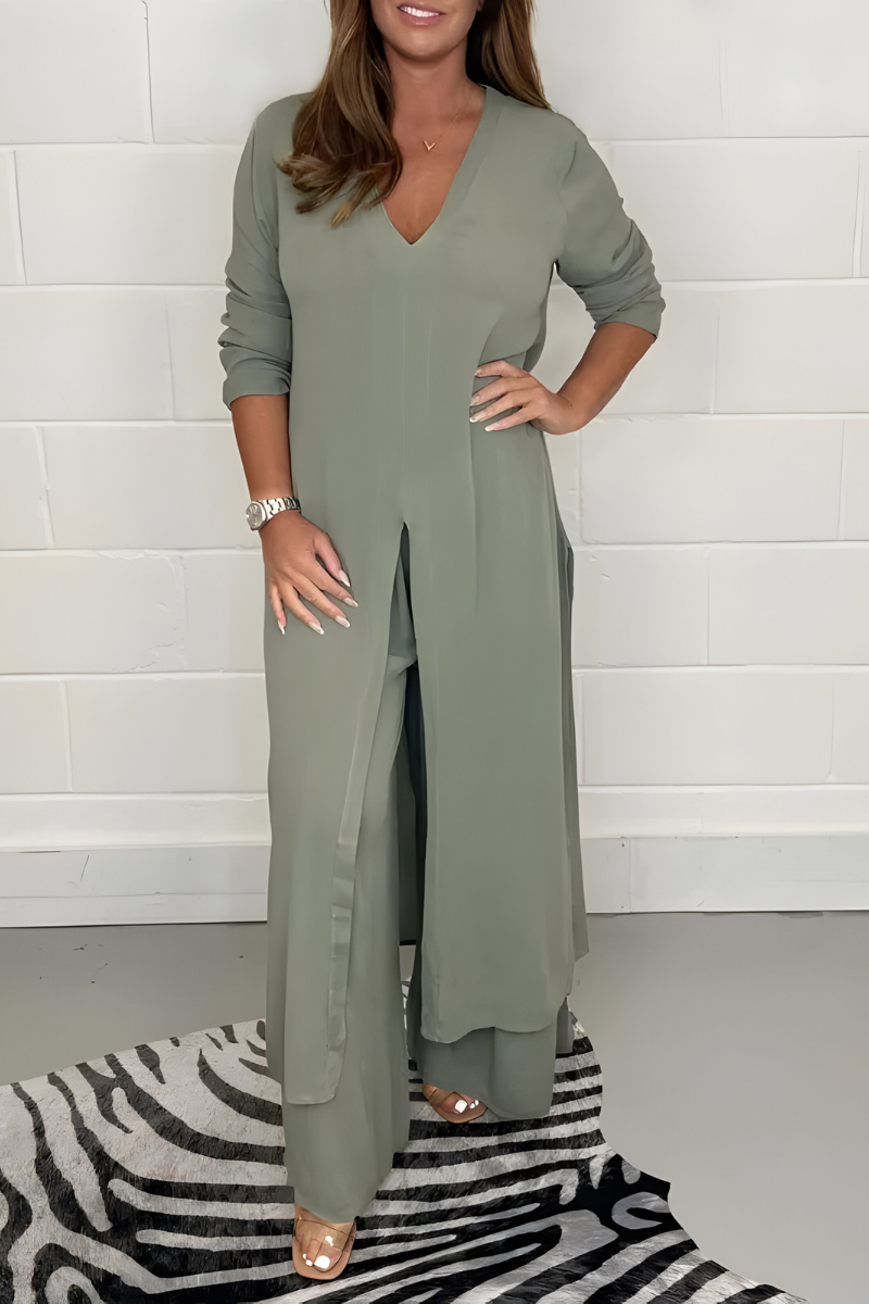 Michelle™ | Korte mouwen top + wijde broek