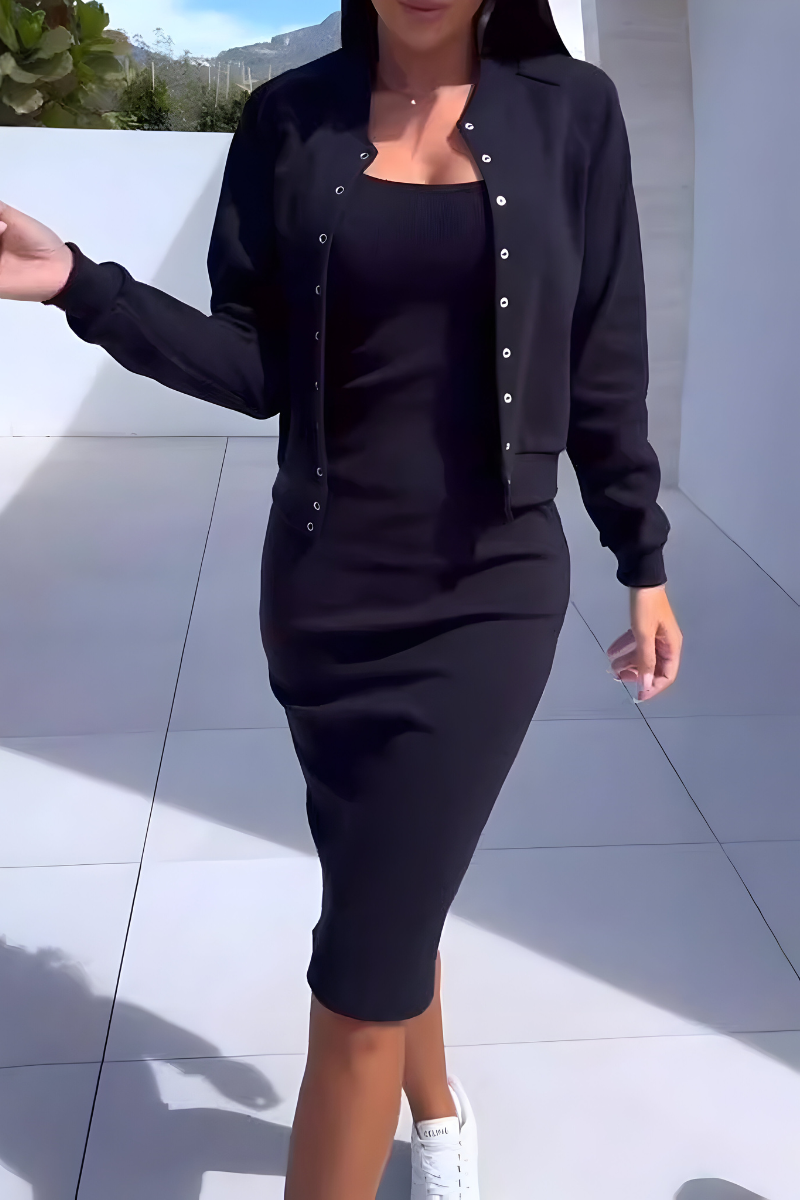 Fleur™ | Comfortabele Midi Jurk met Bijpassend Vest