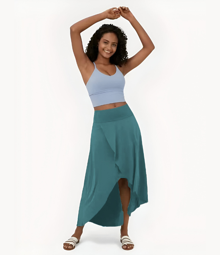 Elise™ | 2-in-1 sneldrogende casual midi rok met hoge taille en lage ruches