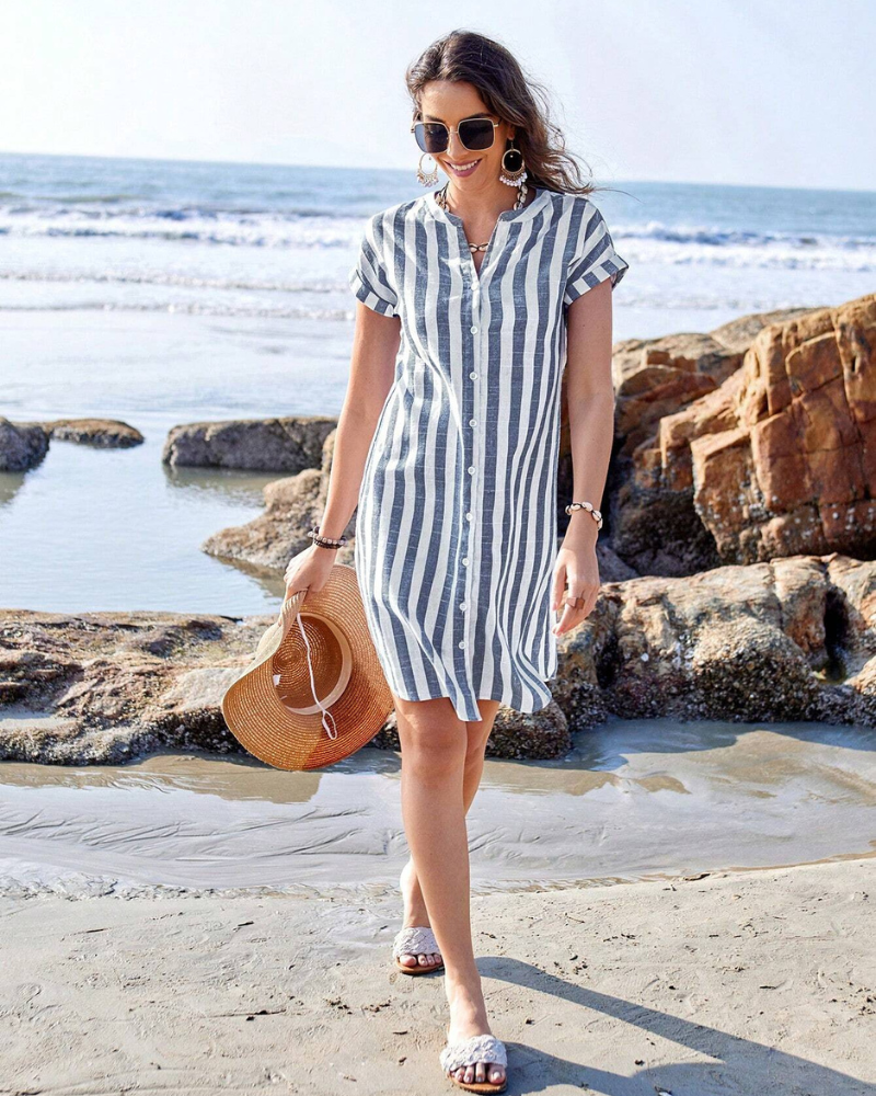 Martine™ | Elegante gestreepte overhemdjurk