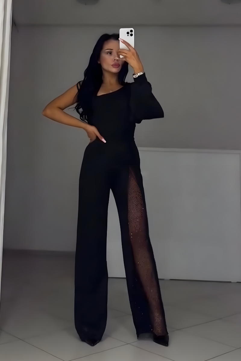 Juliette™ | One-Shoulder Jumpsuit met Glittersplit