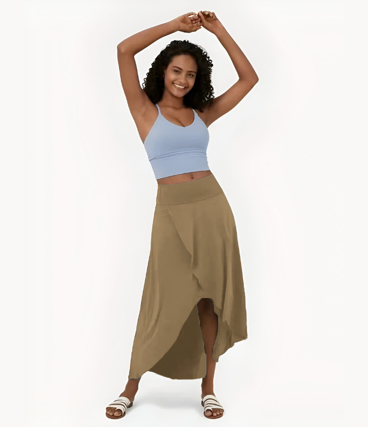 Elise™ | 2-in-1 sneldrogende casual midi rok met hoge taille en lage ruches