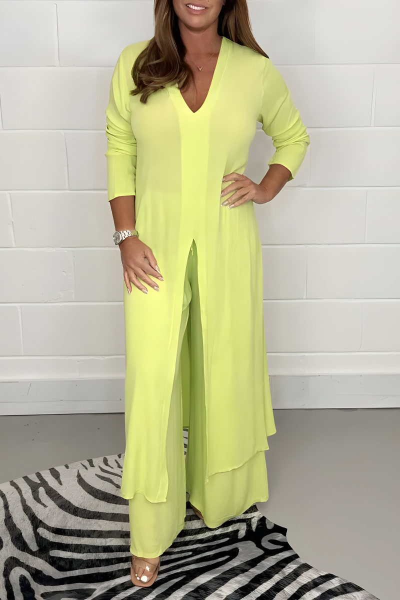 Michelle™ | Korte mouwen top + wijde broek