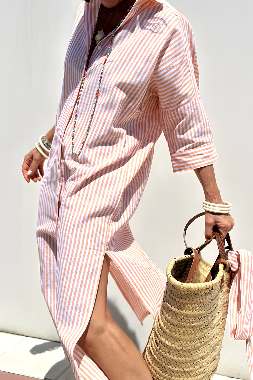 Sophia™  | Elegante gestreepte overhemdjurk