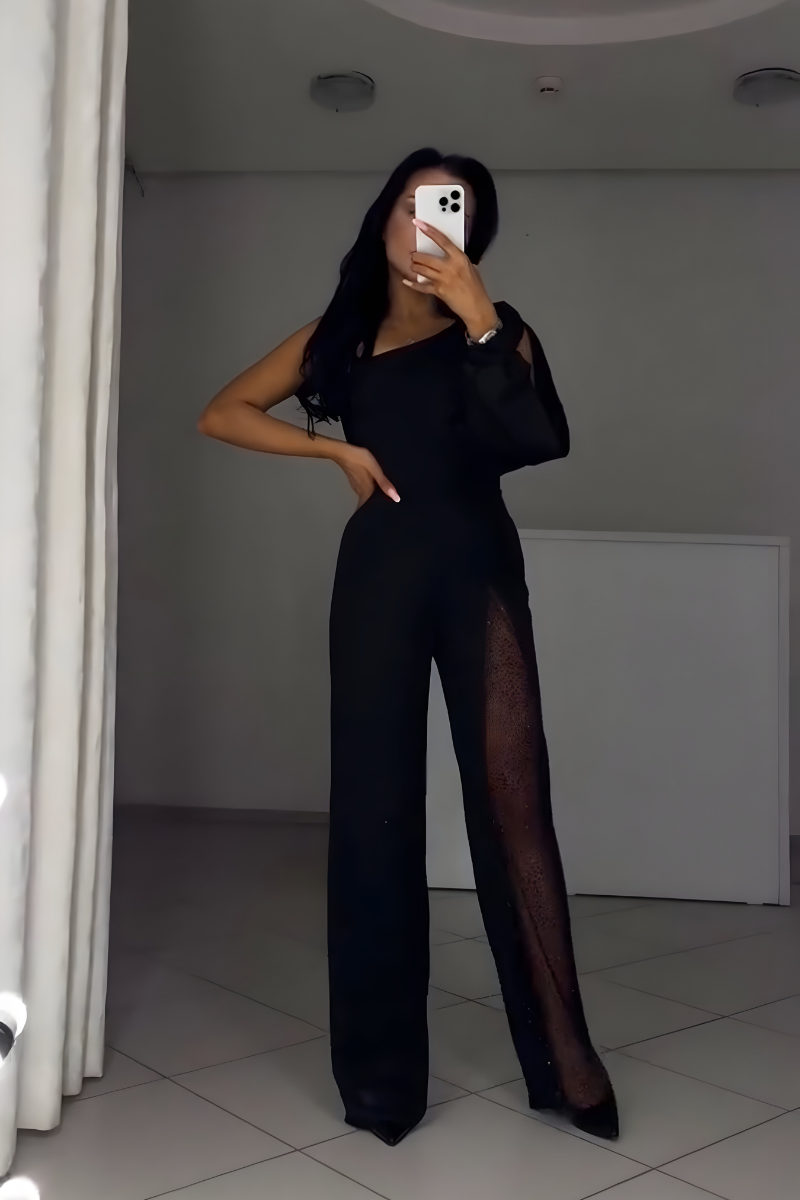 Juliette™ | One-Shoulder Jumpsuit met Glittersplit