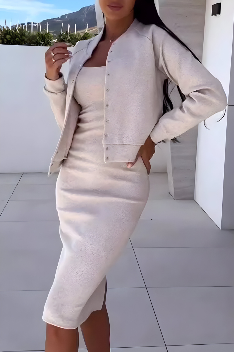 Fleur™ | Comfortabele Midi Jurk met Bijpassend Vest