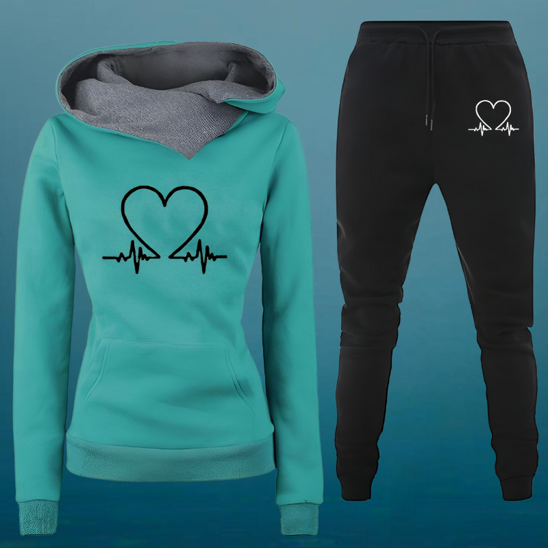 Linda™ | Knusse Heartbeat Hoodie & Joggingbroek Set