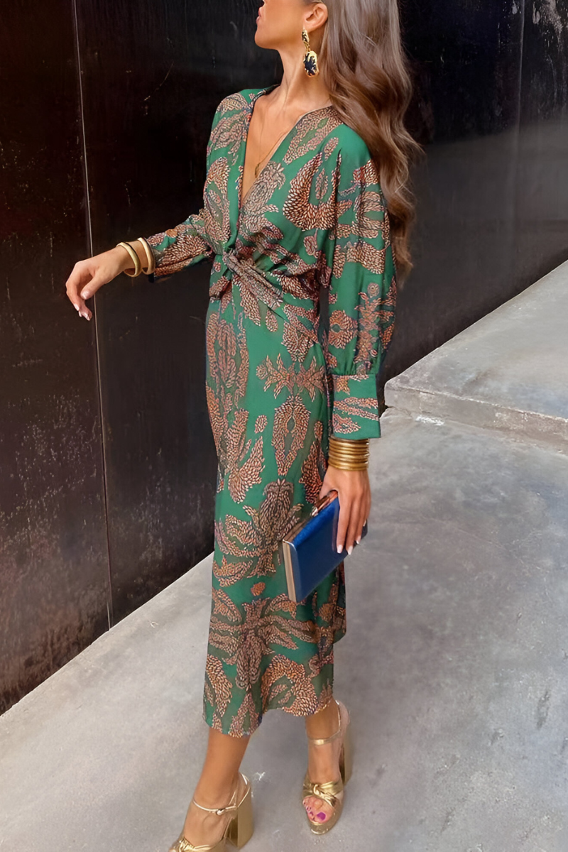 Carice™ | Luxe Maxi-jurk met Gedraaide Voorkant