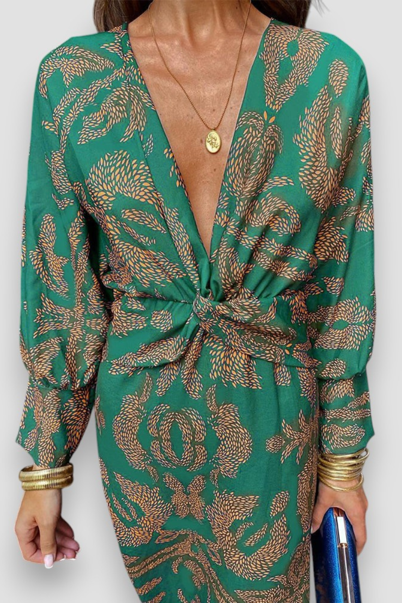 Carice™ | Luxe Maxi-jurk met Gedraaide Voorkant