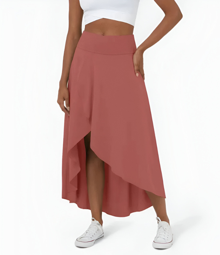 Elise™ | 2-in-1 sneldrogende casual midi rok met hoge taille en lage ruches
