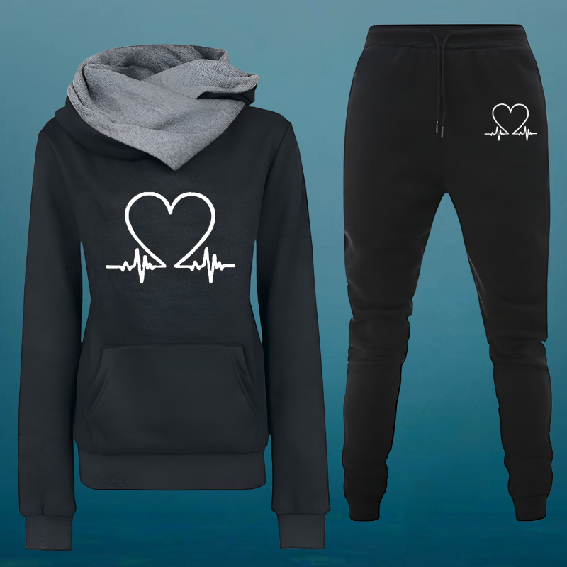 Linda™ | Knusse Heartbeat Hoodie & Joggingbroek Set