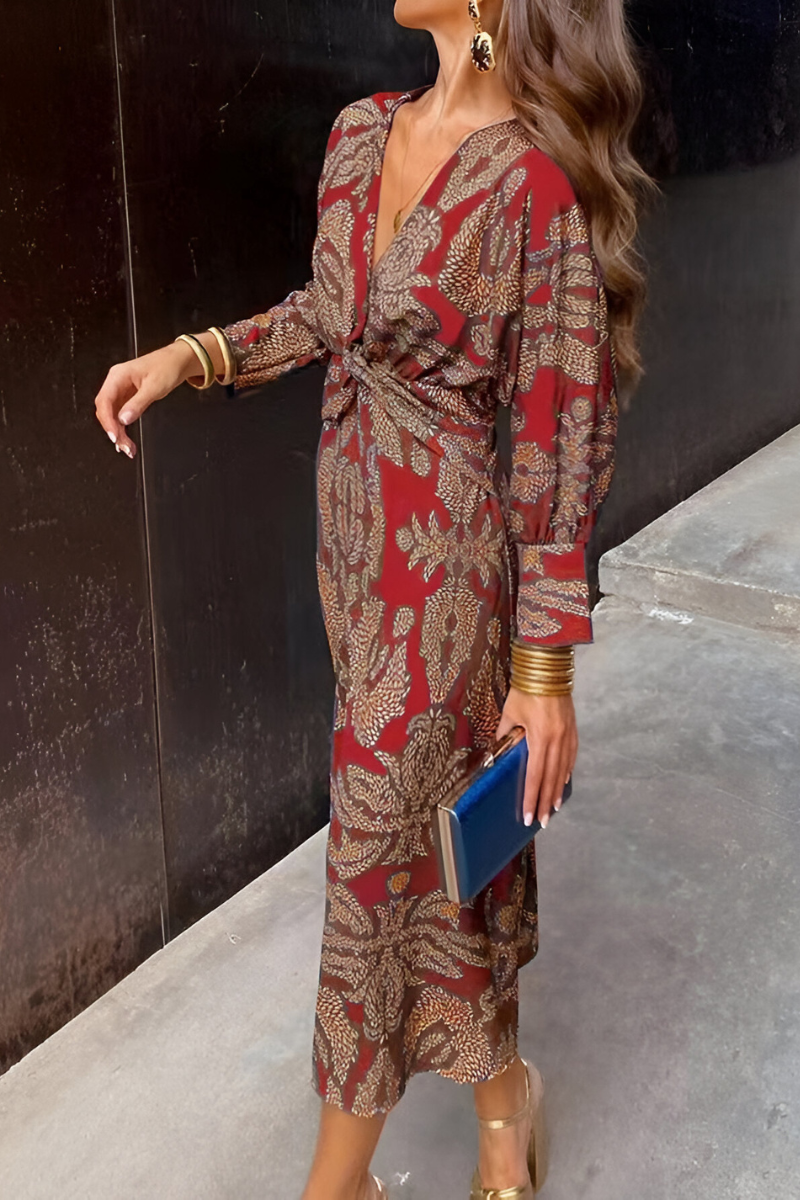 Carice™ | Luxe Maxi-jurk met Gedraaide Voorkant