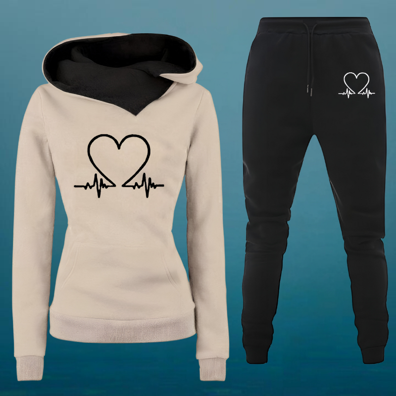 Linda™ | Knusse Heartbeat Hoodie & Joggingbroek Set