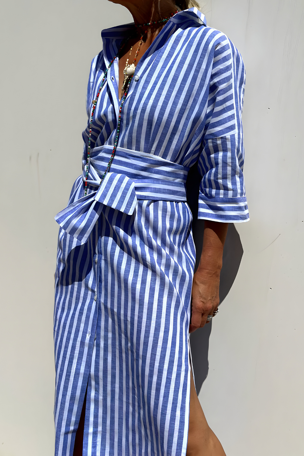 Sophia™  | Elegante gestreepte overhemdjurk