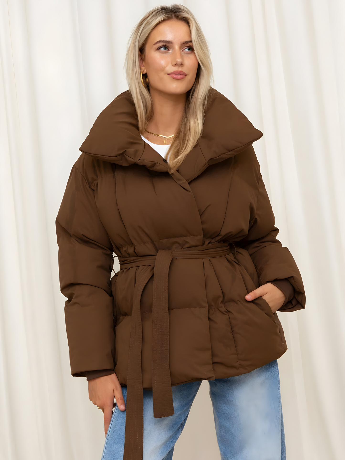 Elsa™ | Luxe puffer met ceintuur