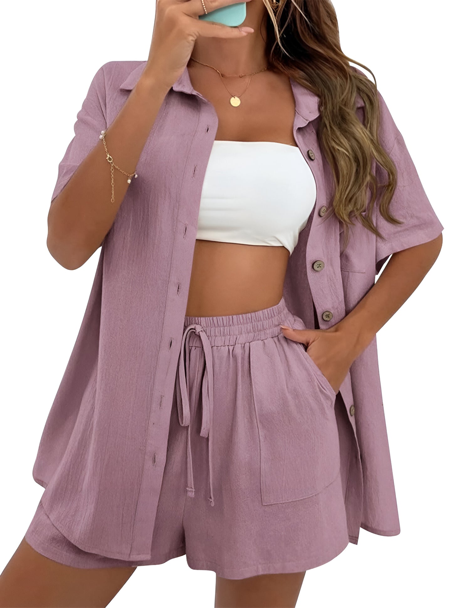 Noé™ | Luchtige co-ord set met blouse & shorts