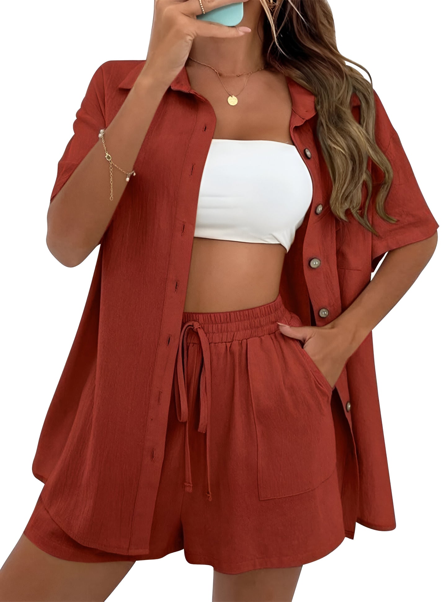 Noé™ | Luchtige co-ord set met blouse & shorts