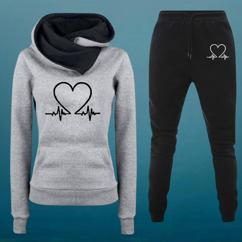 Linda™ | Knusse Heartbeat Hoodie & Joggingbroek Set
