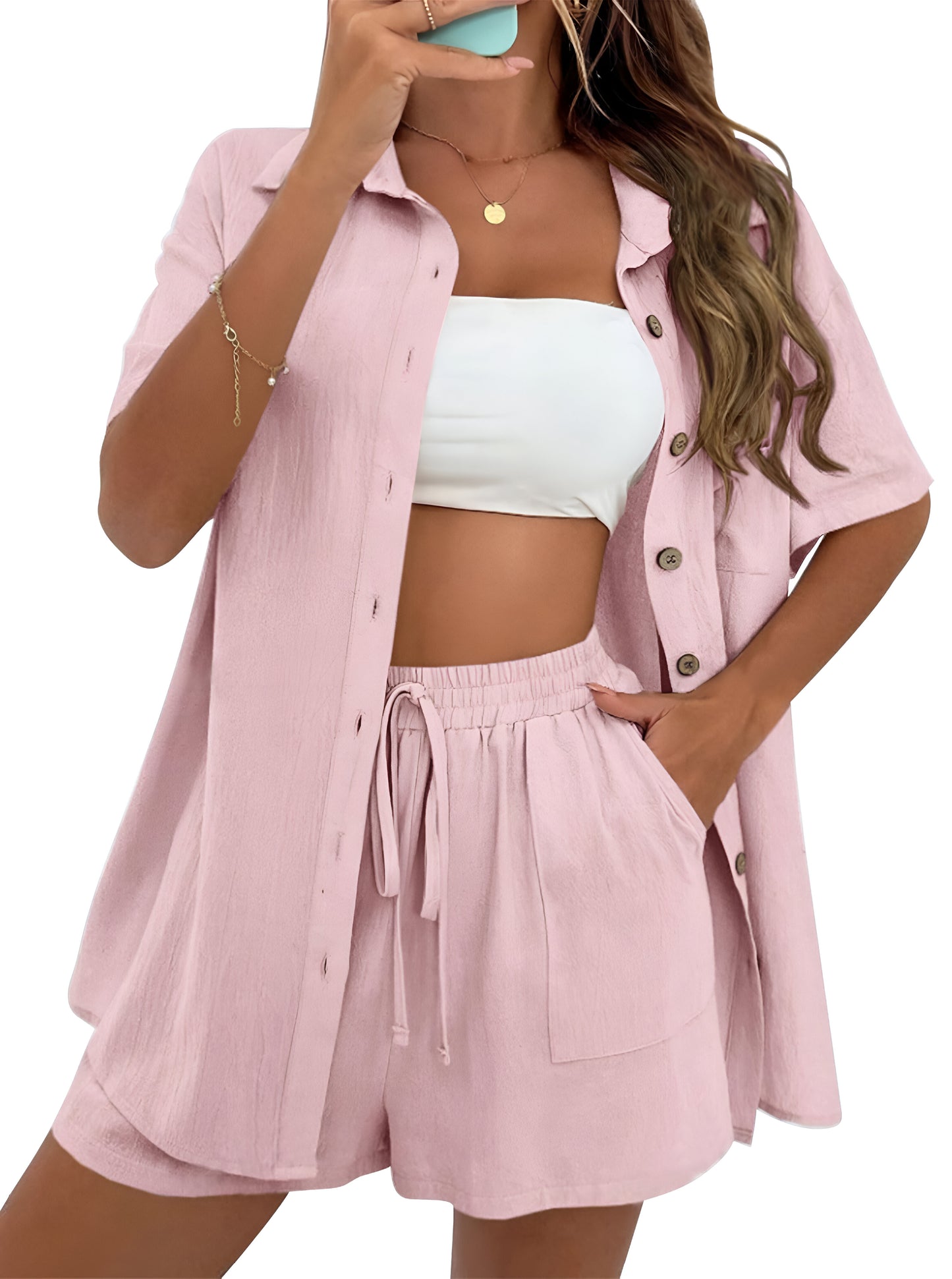 Noé™ | Luchtige co-ord set met blouse & shorts