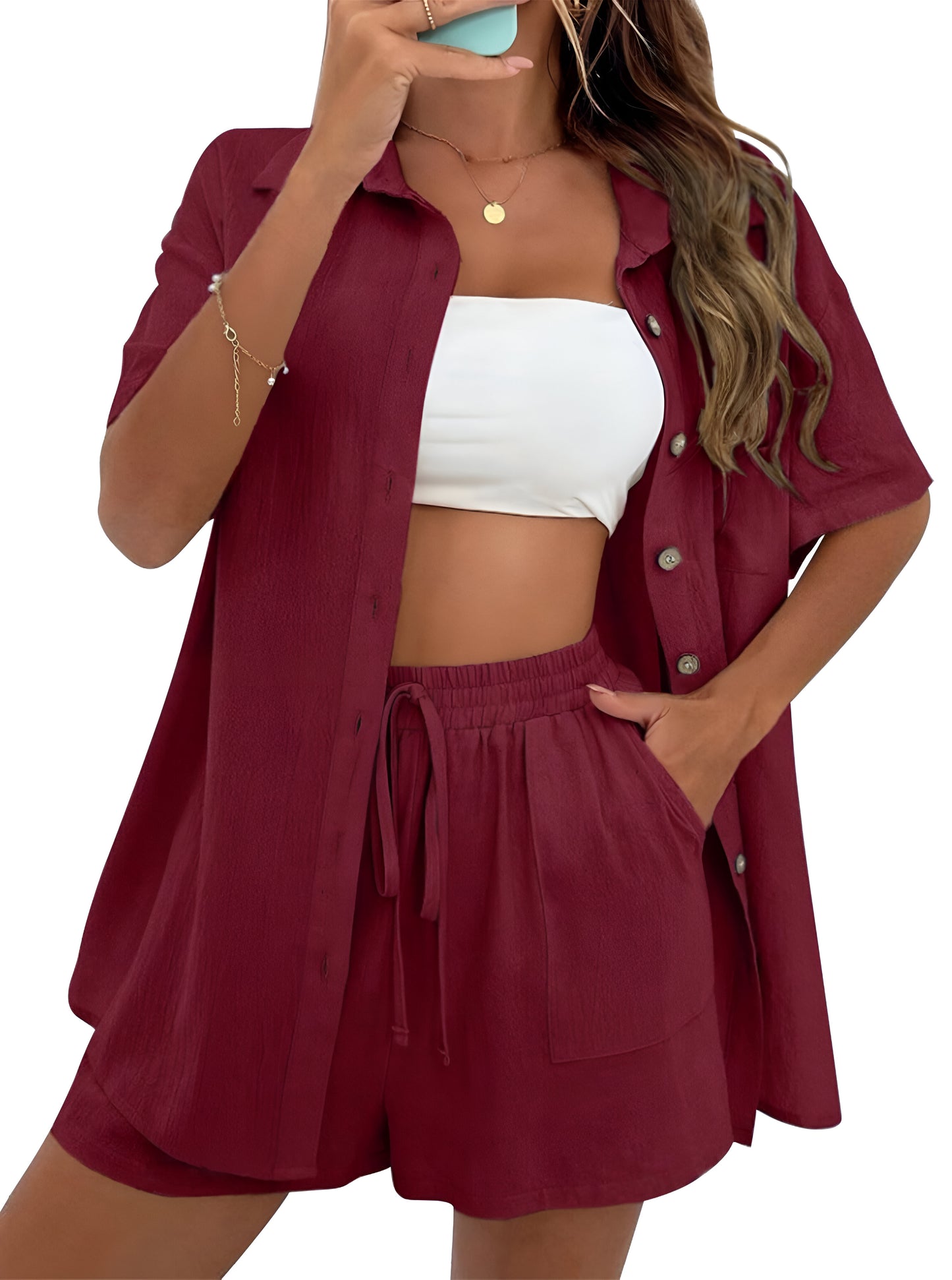 Noé™ | Luchtige co-ord set met blouse & shorts