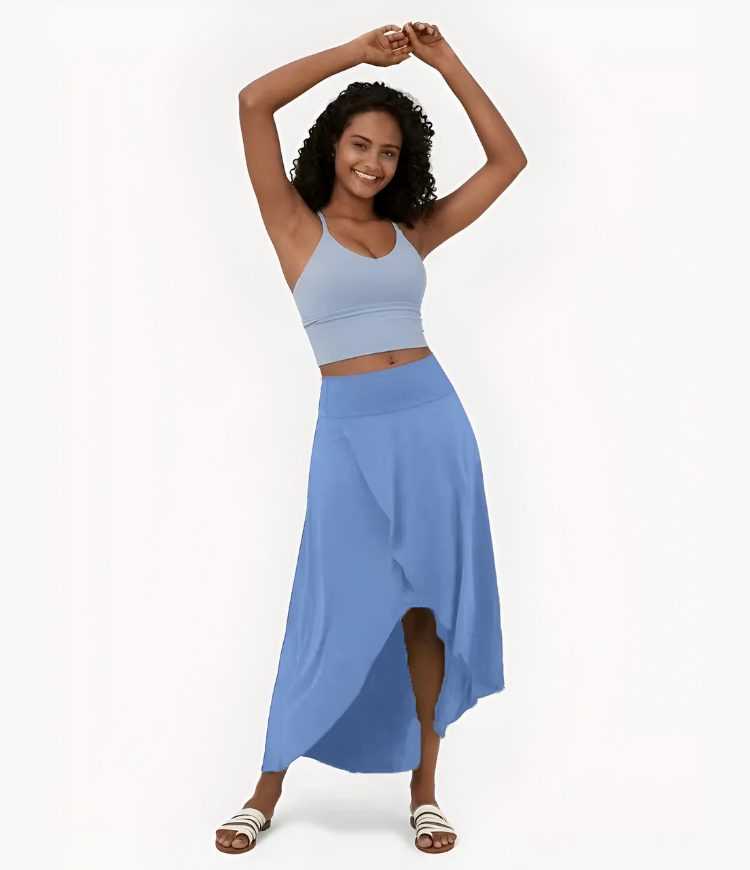 Elise™ | 2-in-1 sneldrogende casual midi rok met hoge taille en lage ruches