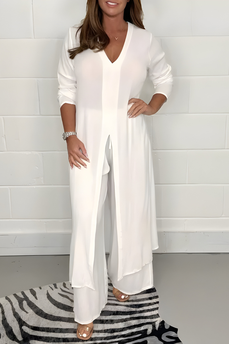 Michelle™ | Korte mouwen top + wijde broek