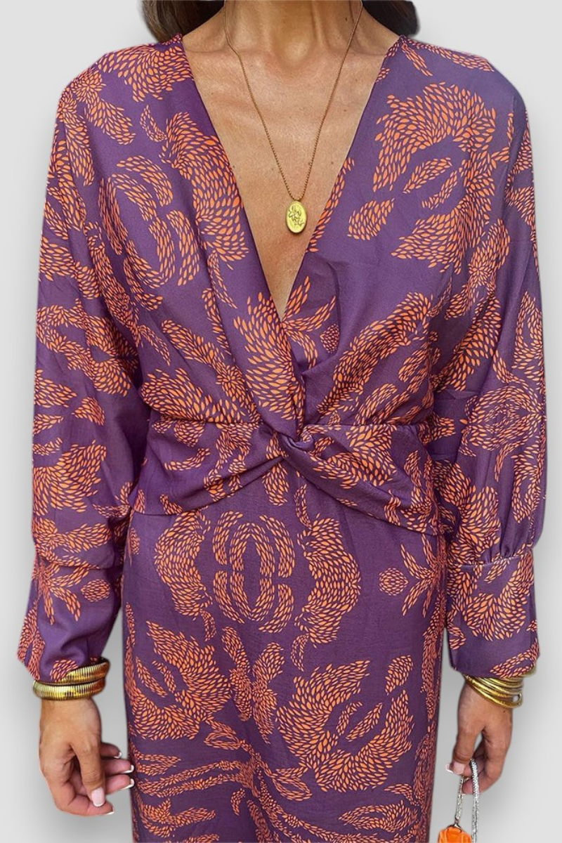 Carice™ | Luxe Maxi-jurk met Gedraaide Voorkant