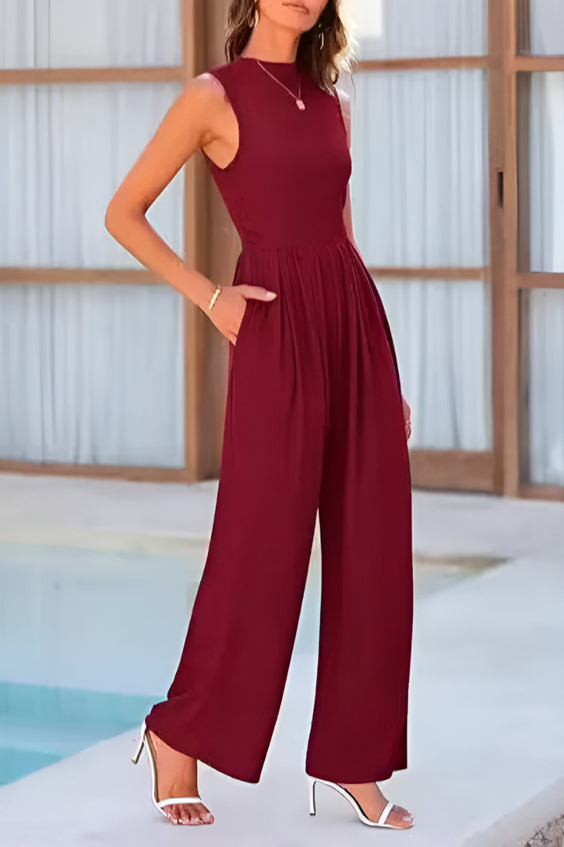 Noah™ | Elegante Mouwloze Jumpsuit met Hoge Taille