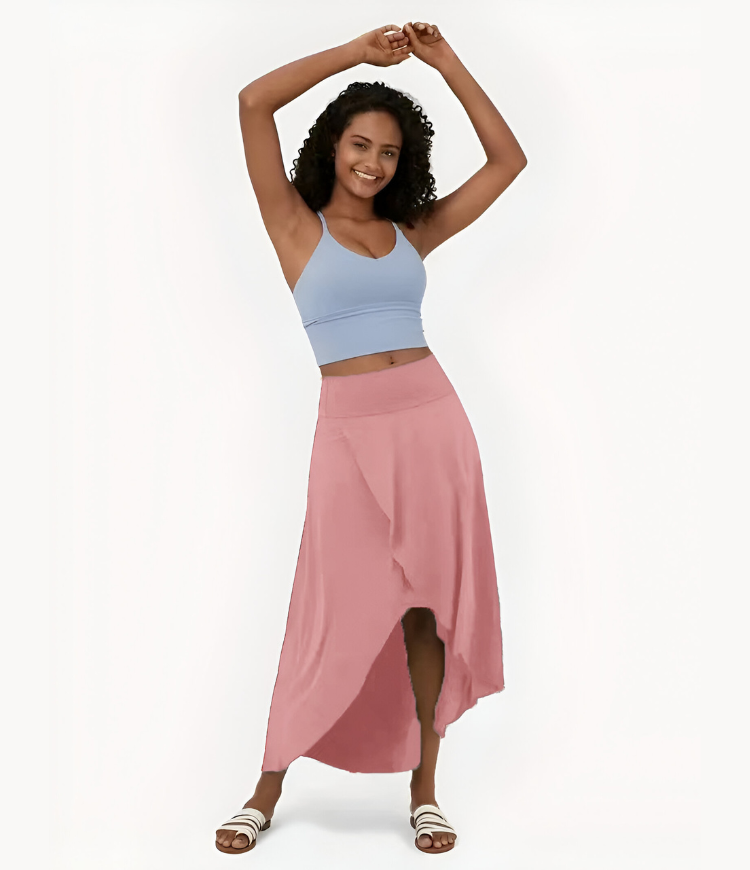 Elise™ | 2-in-1 sneldrogende casual midi rok met hoge taille en lage ruches