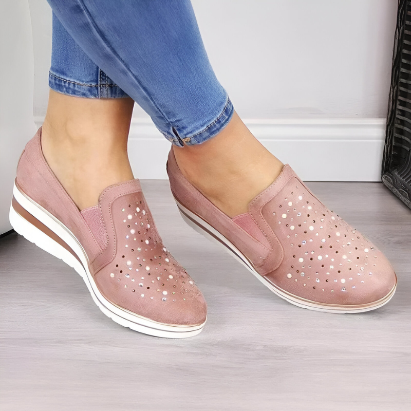 Lisa™ | Orthopedische Sleehak Loafers met Strass-steentjes