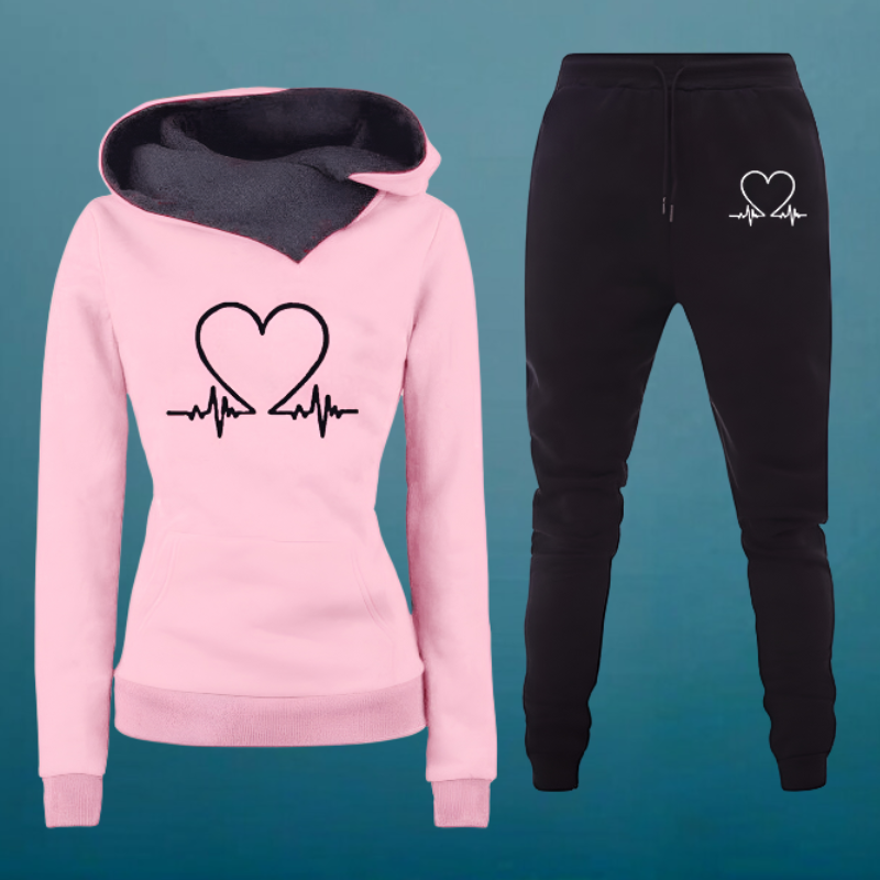 Linda™ | Knusse Heartbeat Hoodie & Joggingbroek Set