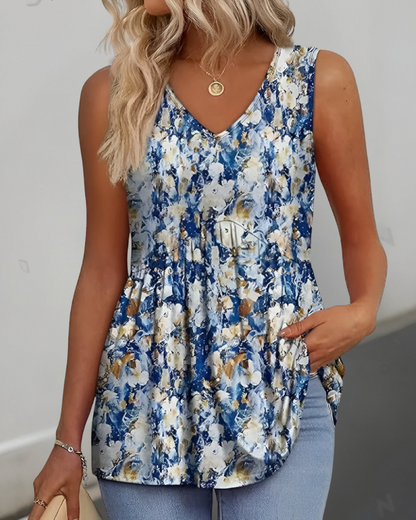Flora™ | Casual top met flatterende taille en print
