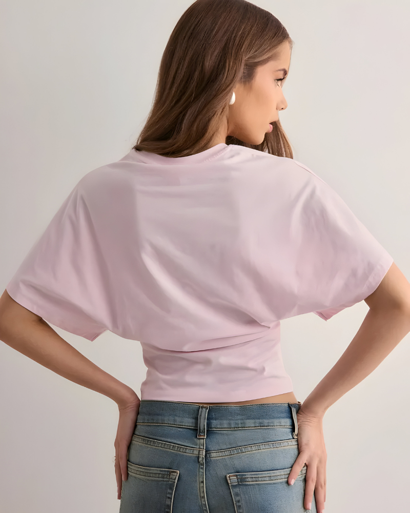 Lina™ | Ronde Hals Top met Brede Mouwen