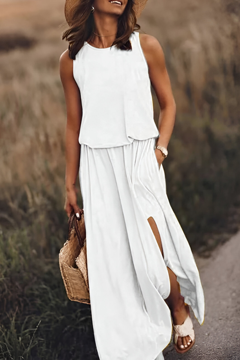 Sophie™ | Elegante Mouwloze Maxi Jurk met Tailleband
