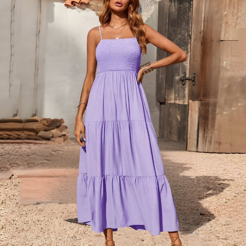 Rosa™ | Luchtige midi-jurk met gesmokte top