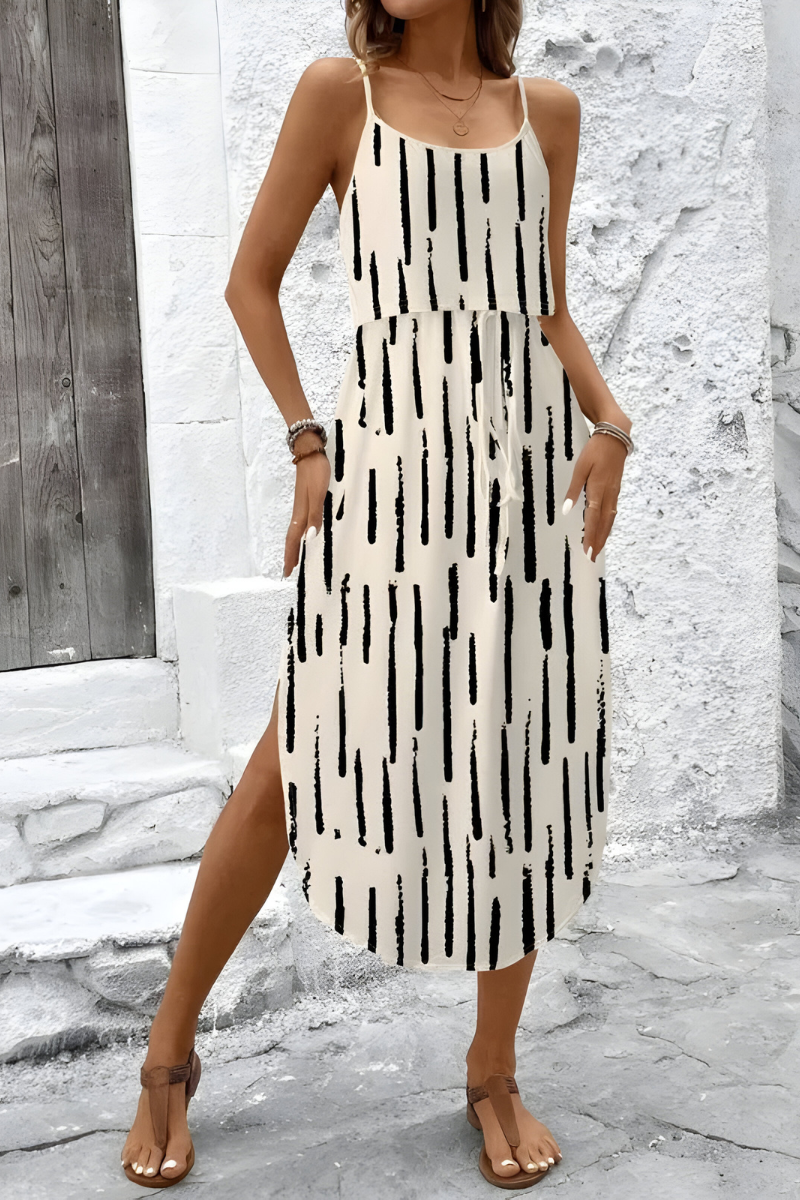 Saar™ | Mouwloze zomerjurk met abstracte print en elastische taille