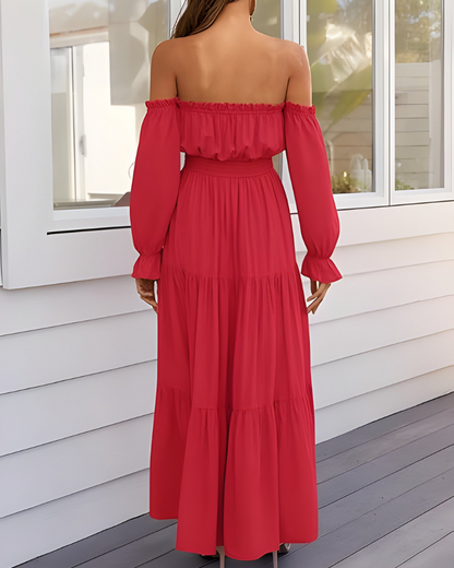 Elisa™ | Off-shoulder maxi-jurk met hoge split