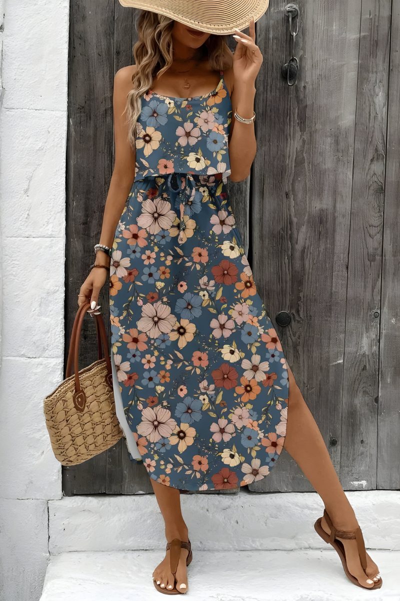 Saar™ | Mouwloze zomerjurk met abstracte print en elastische taille