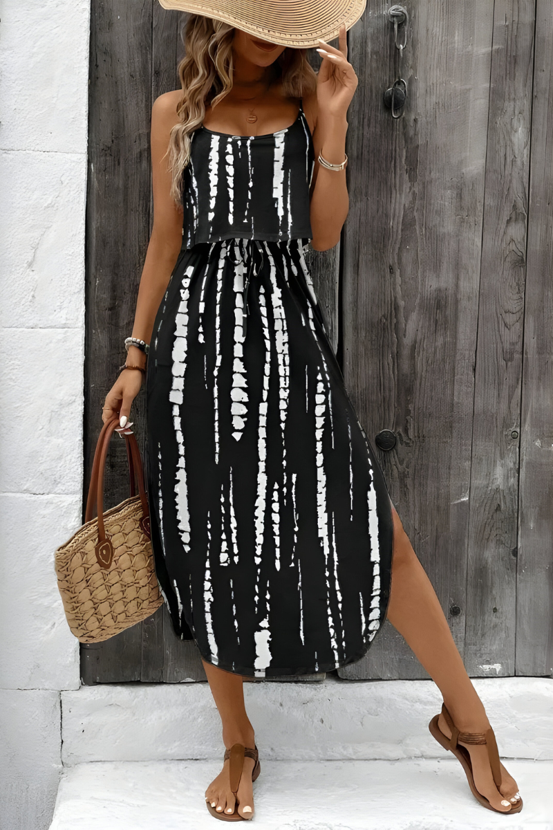 Saar™ | Mouwloze zomerjurk met abstracte print en elastische taille