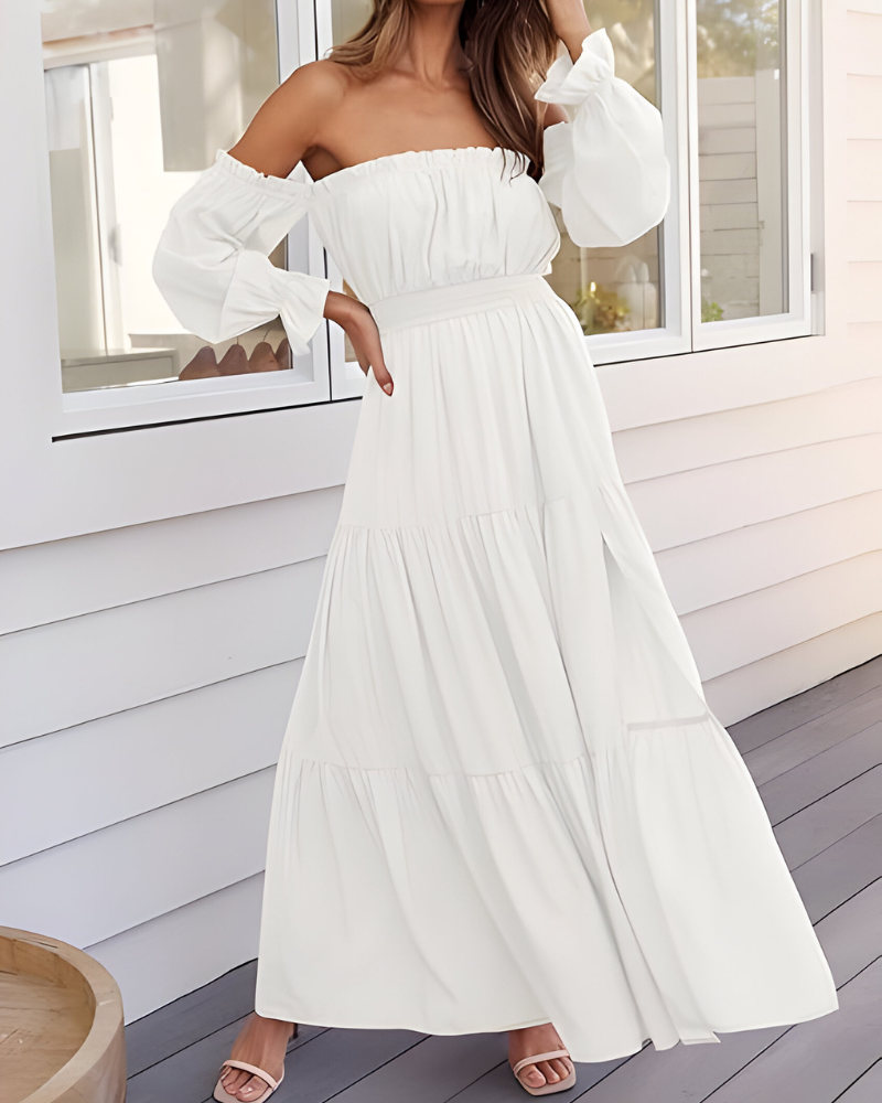 Elisa™ | Off-shoulder maxi-jurk met hoge split