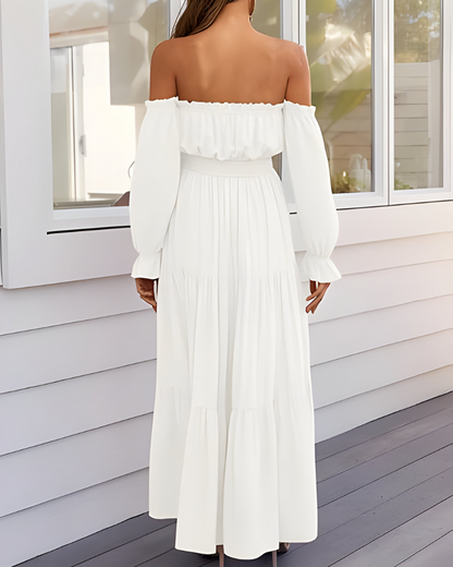 Elisa™ | Off-shoulder maxi-jurk met hoge split