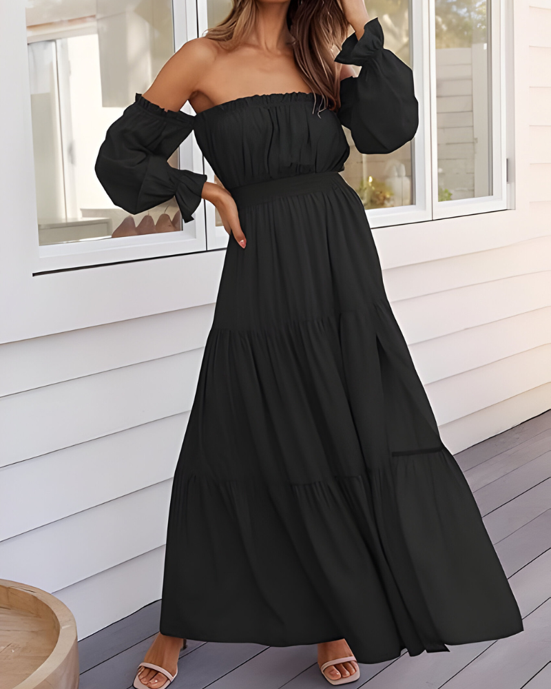 Elisa™ | Off-shoulder maxi-jurk met hoge split