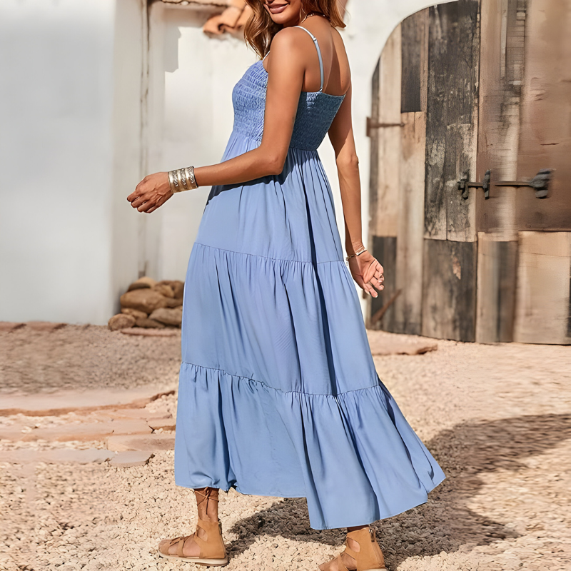 Rosa™ | Luchtige midi-jurk met gesmokte top