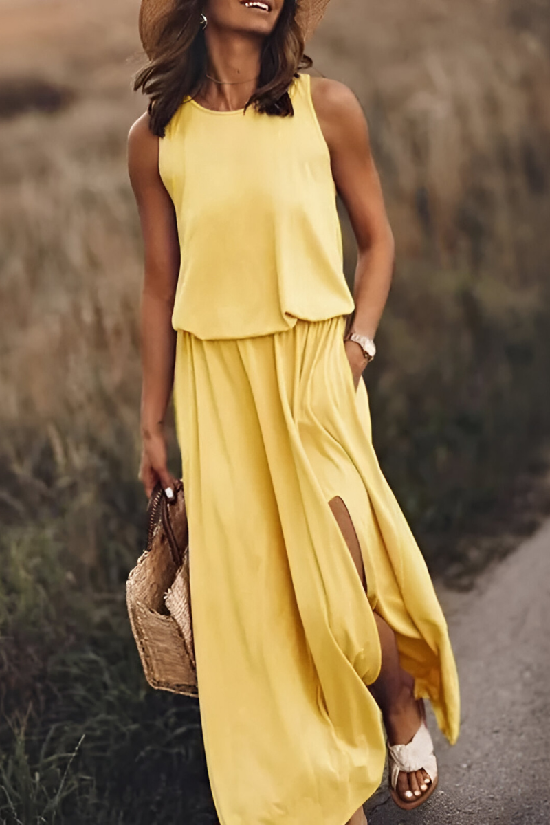 Sophie™ | Elegante Mouwloze Maxi Jurk met Tailleband